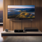Close-up of a remote controlling an IPTV app on a 4K television screen
