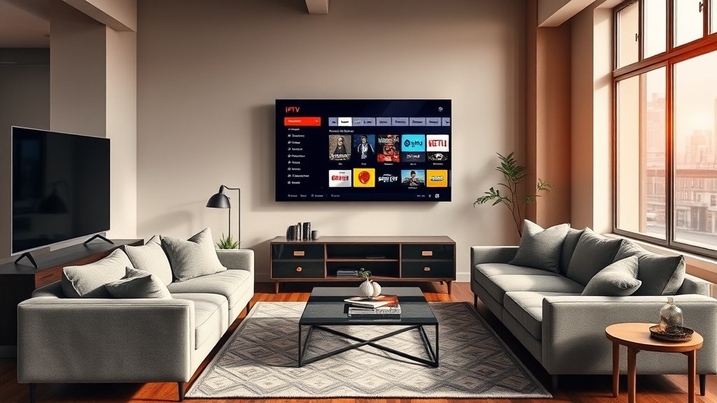 Contemporary home entertainment setup in Brooklyn apartment