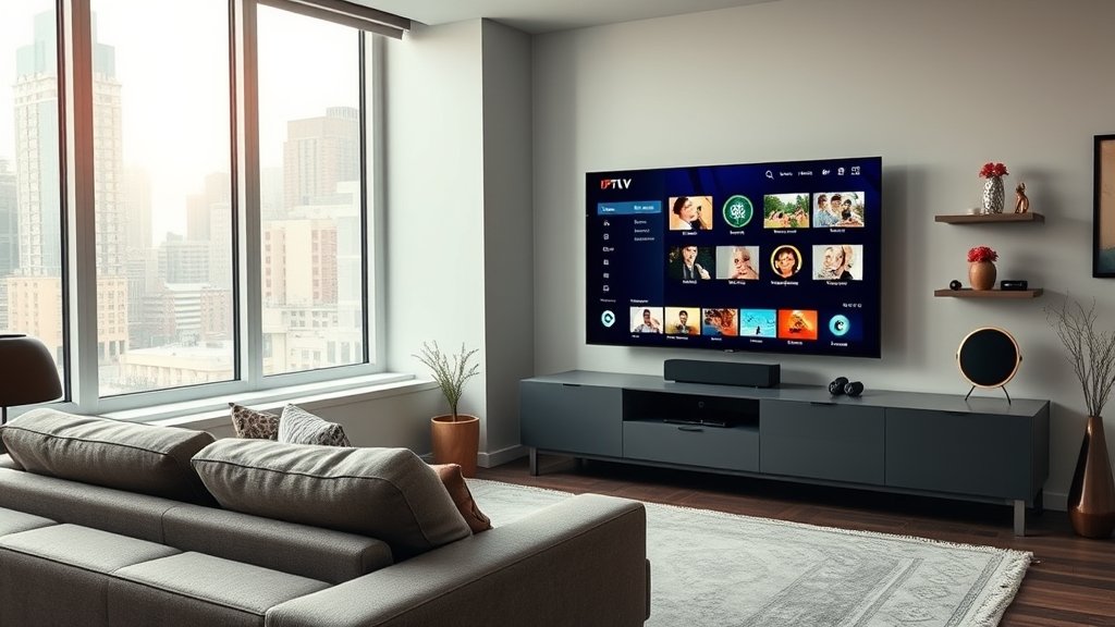 Stylish home entertainment setup in New York City apartment